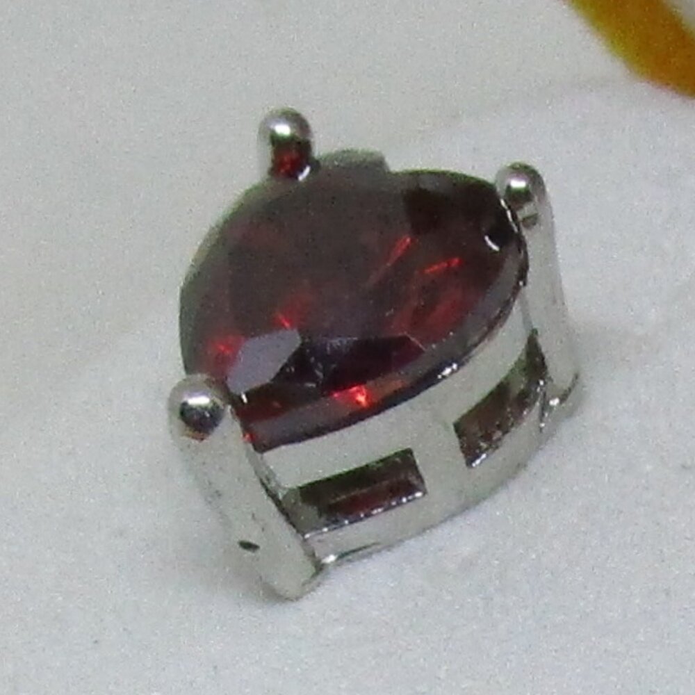 Heart Shaped Simulated Ruby Earrings - image 2